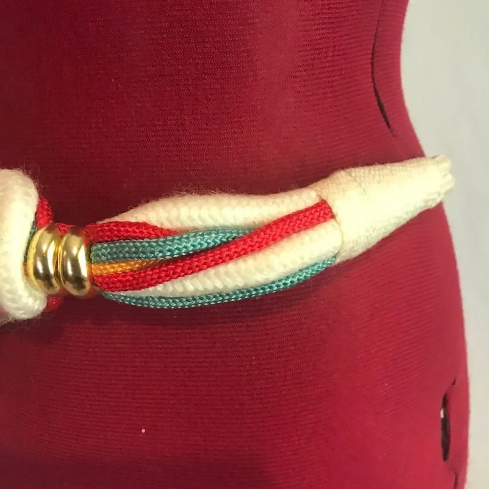 Bohemian Style Vibrant Multicolor Rope Belt Gold & Silver Details 32